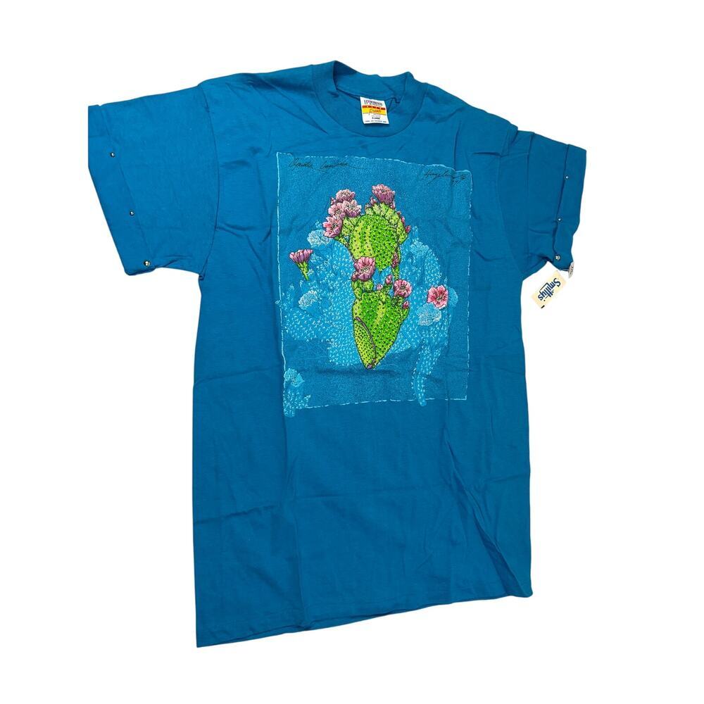 VTG Opuntia‎ Cactus Textured Art Print T-Shirt XL 1990s Single Stitch Hazelwood